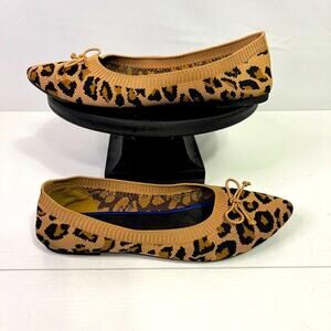 Tan and Black Leopard Print Ballet Flats Size 8
